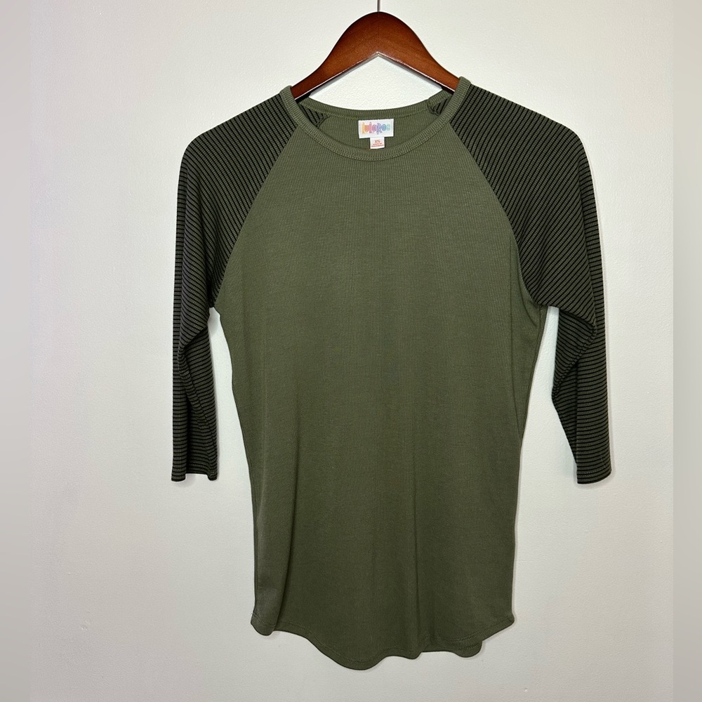 LulaRoe Army Green Baseball Shirt